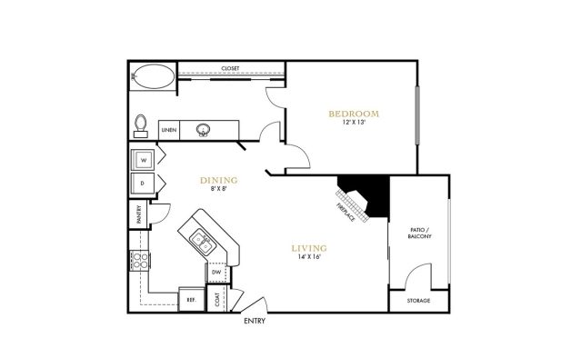 The Lana Floor Plan 1 Bedroom 1 Bath 1 Bed 1 Bath 752 sqft