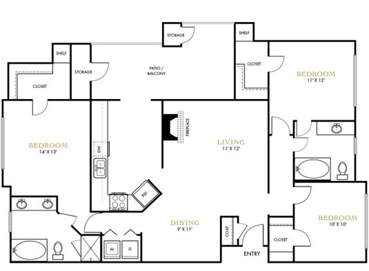 floor plan image of the two bedroom apartment at The  Lana